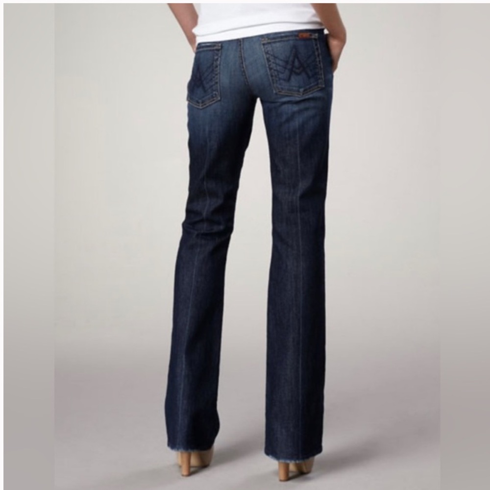 SEVEN 7 FOR ALL MANKIND “A” Pocket Flare Dark Denim Jeans EUC